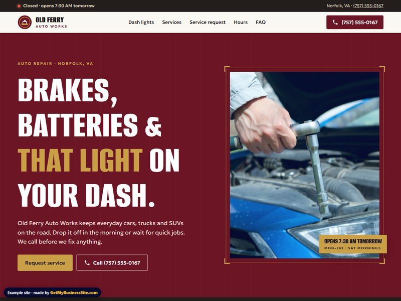 Auto shop example site