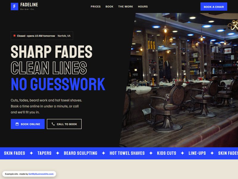 Barber shop example site
