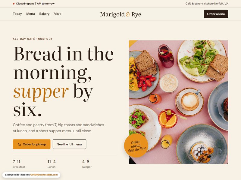 Restaurant example site